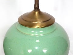 Christopher Spitzmiller Style Celadon Green Ceramic Lamps
