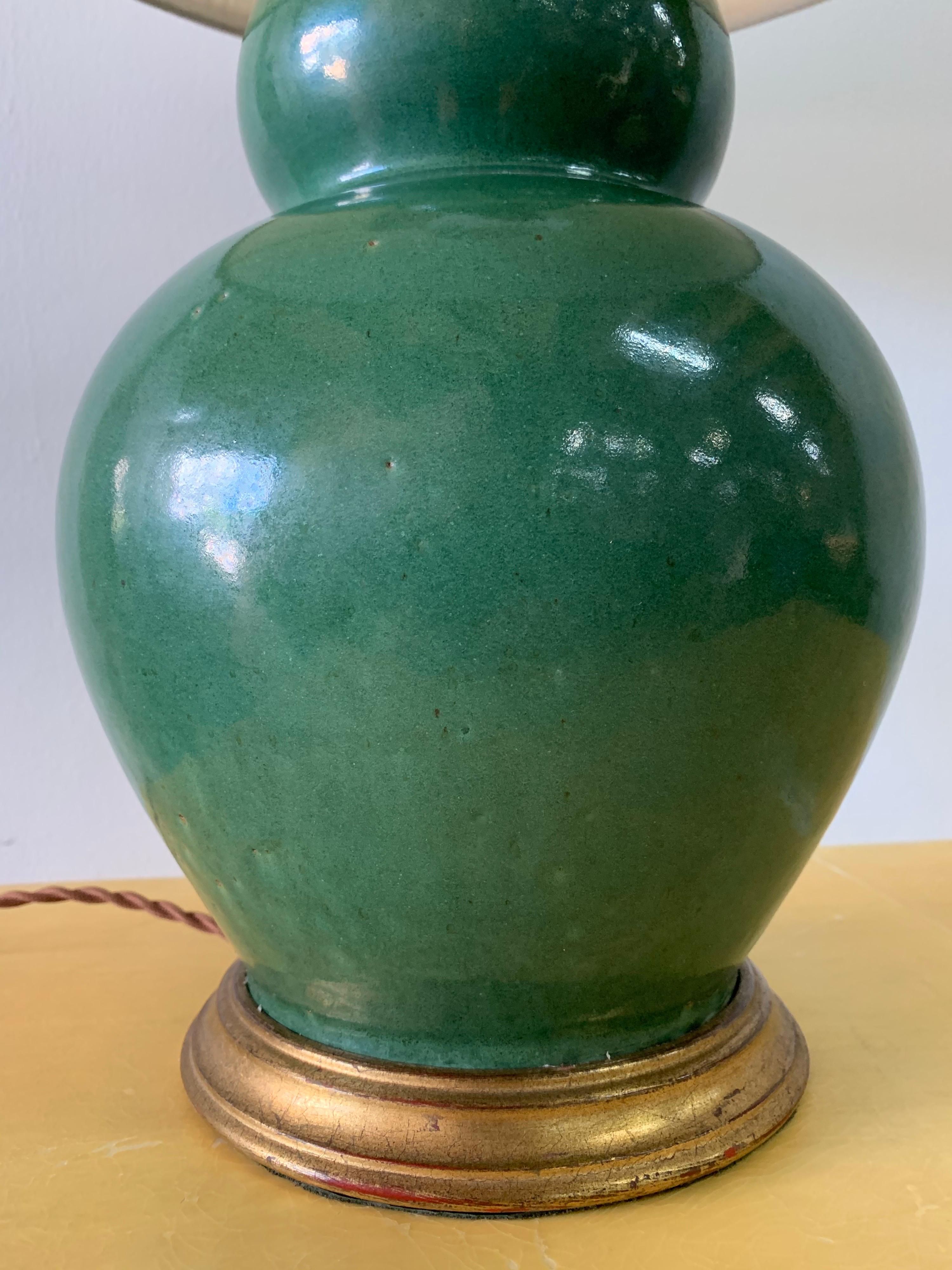 American Christopher Spitzmiller Vintage Jade Glazed Green Lamp