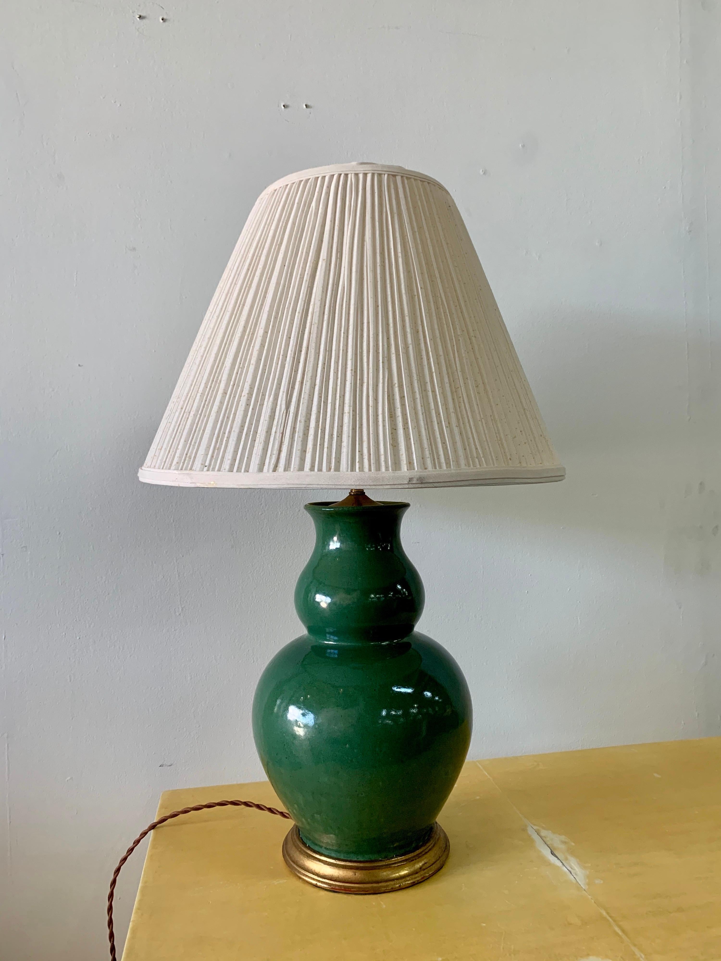 Christopher Spitzmiller Vintage Jade Glazed Green Lamp In Good Condition In North Miami, FL