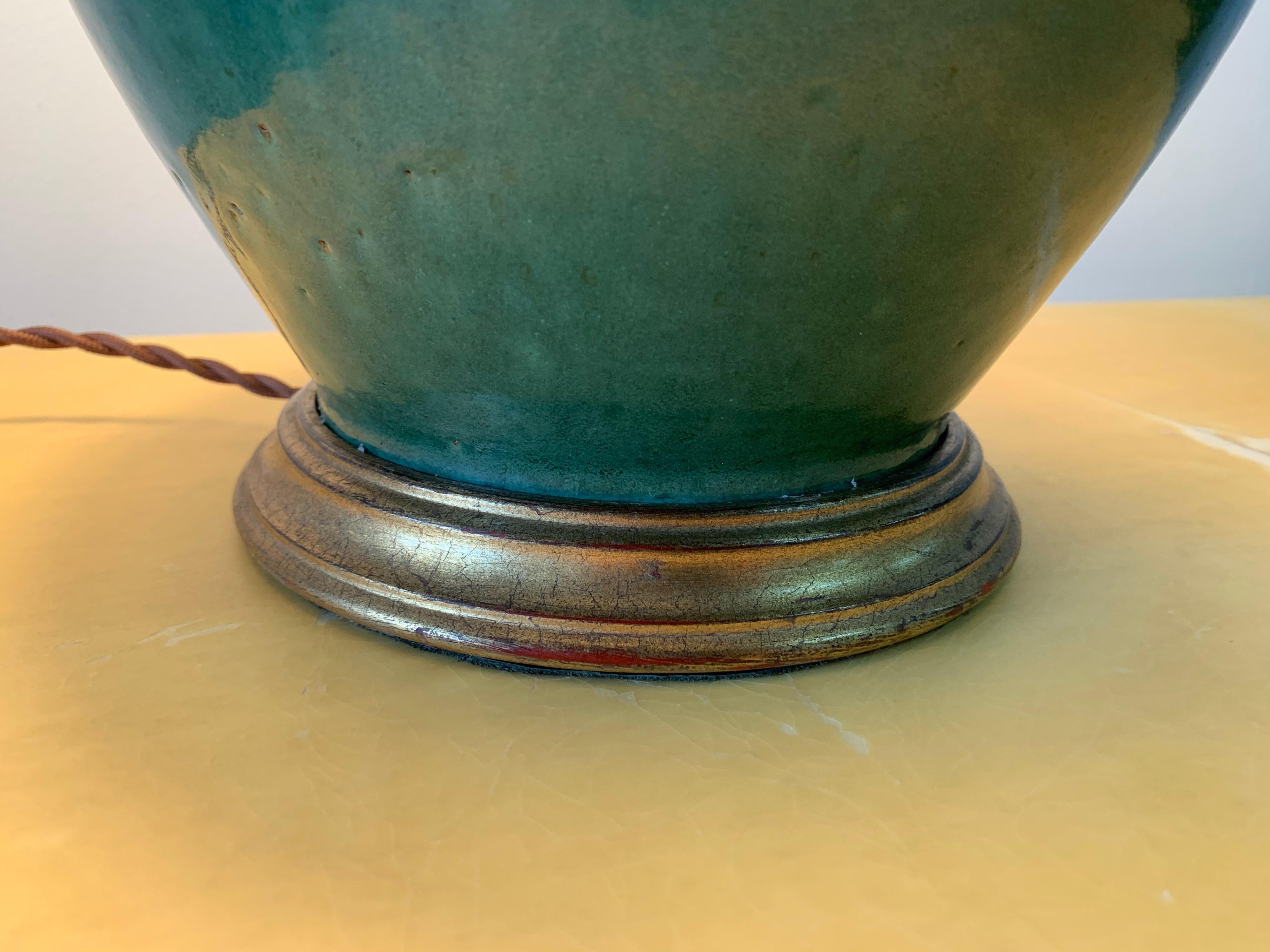 Porcelain Christopher Spitzmiller Vintage Jade Glazed Green Lamp