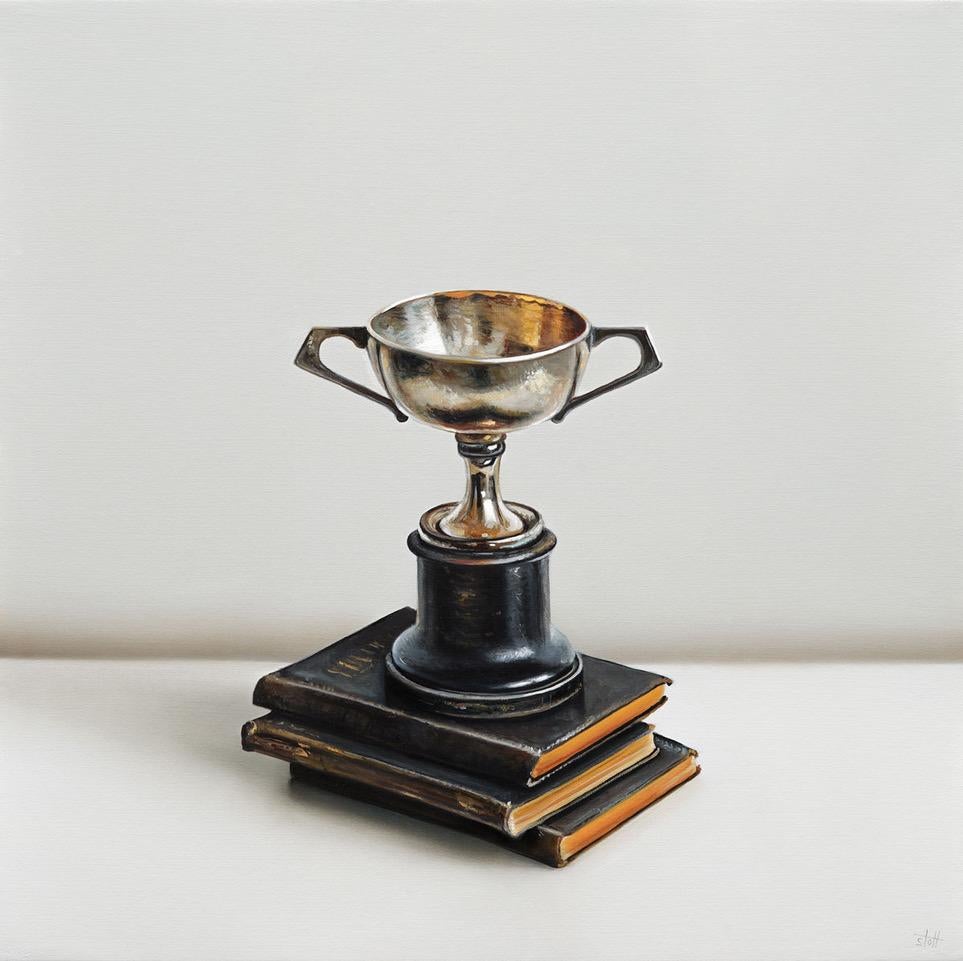 Christopher Stott Still-Life Painting - Antique Trophy & Three Books