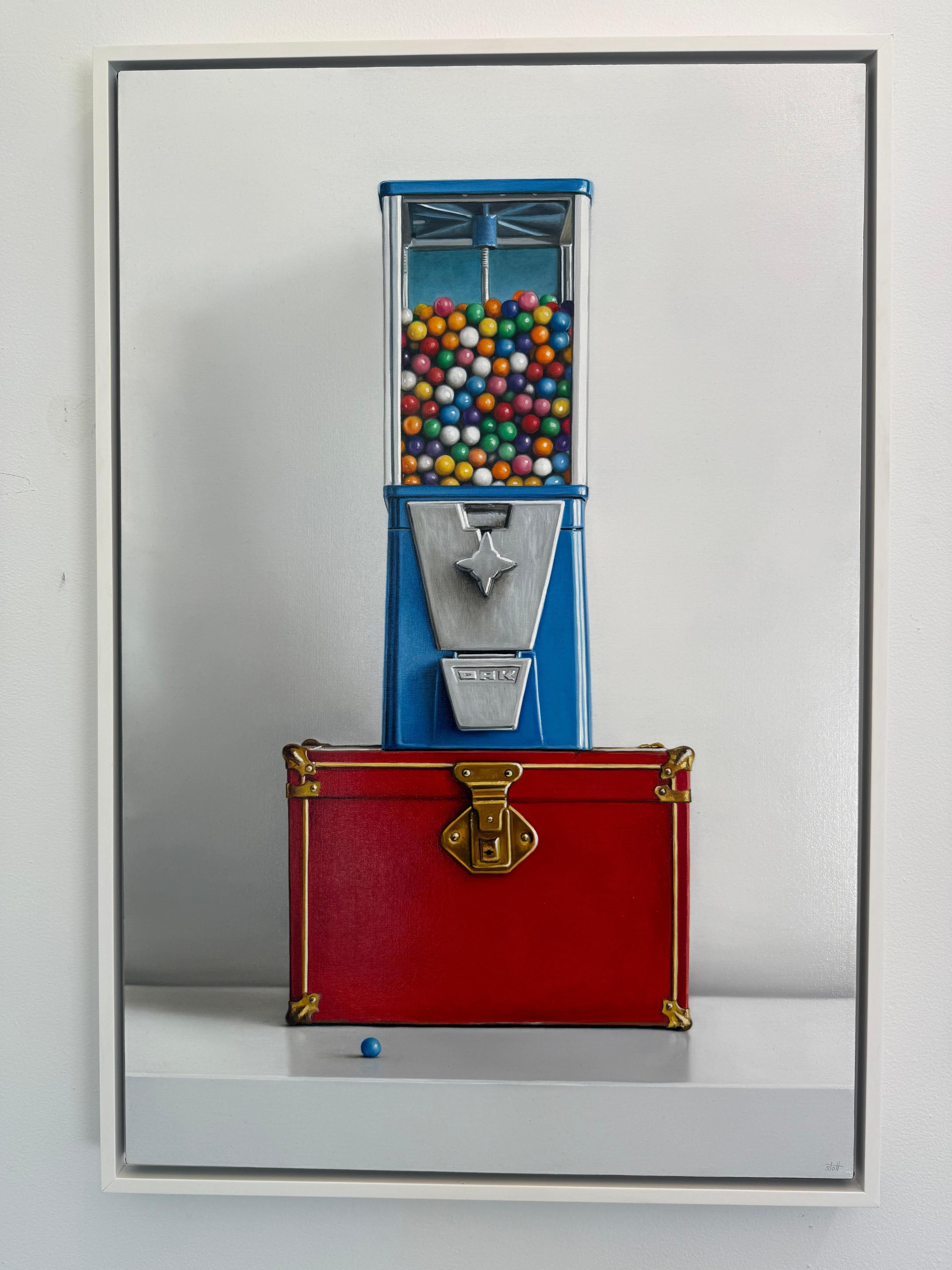 Gumball Machine & Red Trunk No. 2 - Realist Painting by Christopher Stott