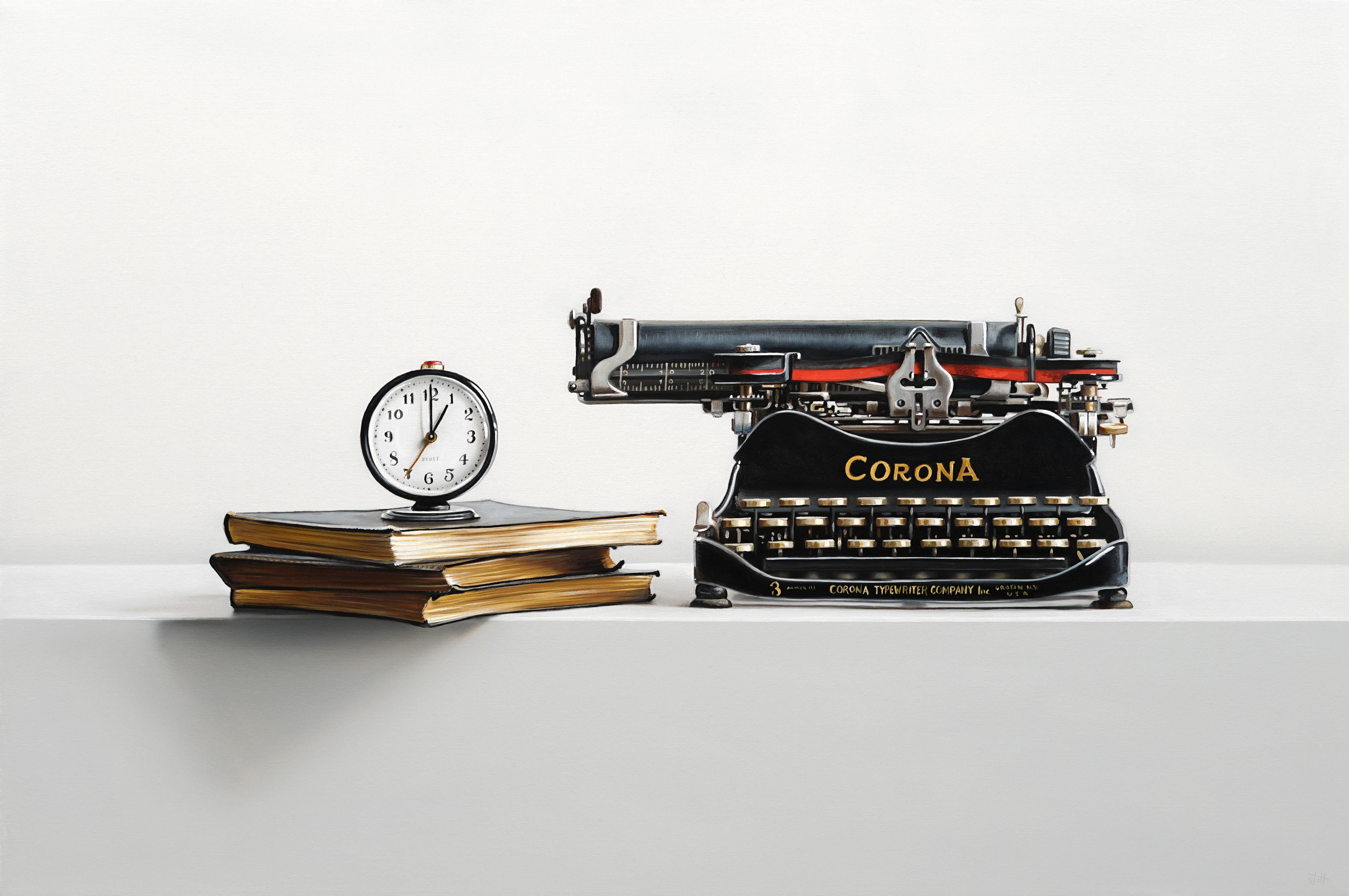 Christopher Stott Still-Life Painting - One O'Clock, 1915 Corona No. 3 Typewriter
