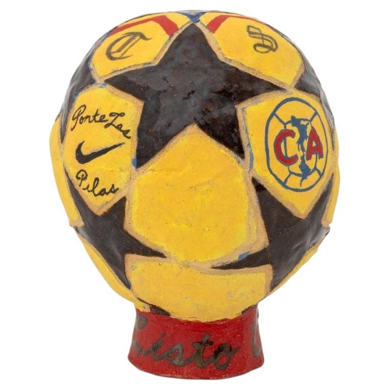 Christopher Suarez Signed Soccer Ball Pottery Sculpture For Sale