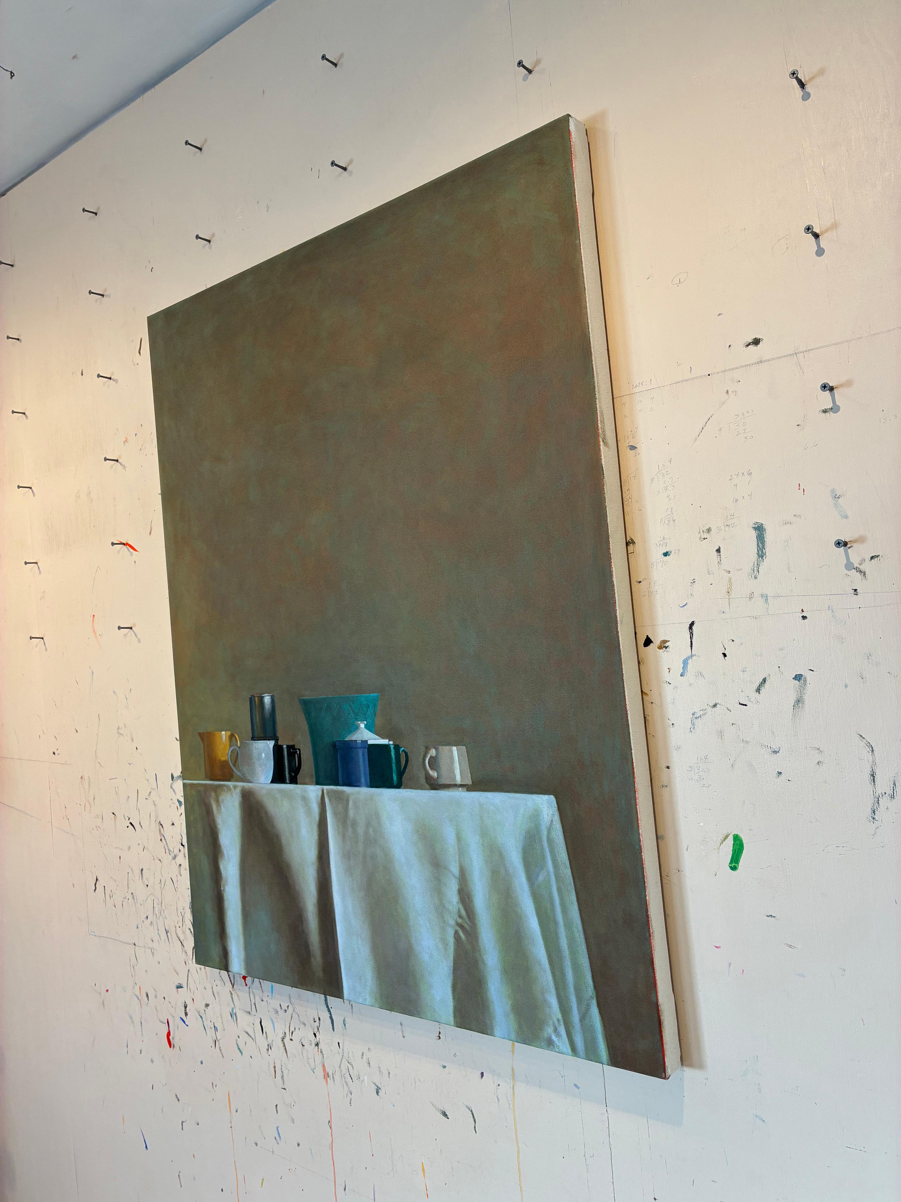 Christopher Terry's paintings explore the tension between the everyday and the mystical. His subjects are primarily inspired by objects and artifacts that lack a strong ego and avoid connections to popular culture. He frames and illuminates this