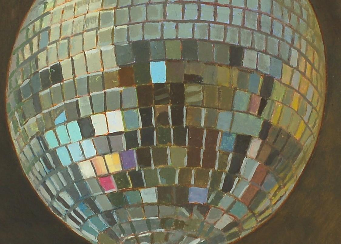 Glitter Ball and Ball V. Still life Painting (peinture de nature morte) - Noir Interior Painting par Christopher T Terry