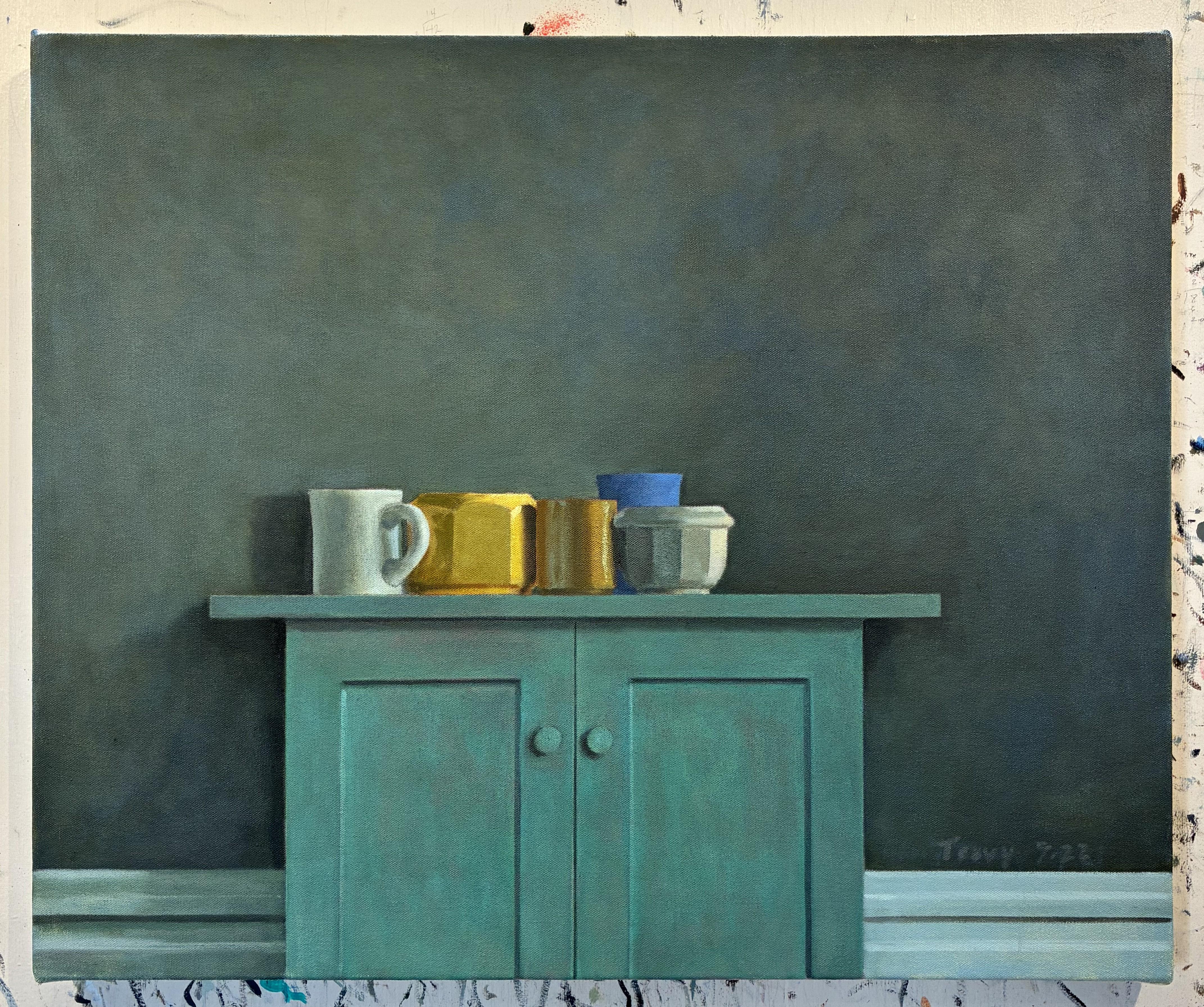 Grünes Kabinett. Stilleben Malerei – Painting von Christopher T Terry