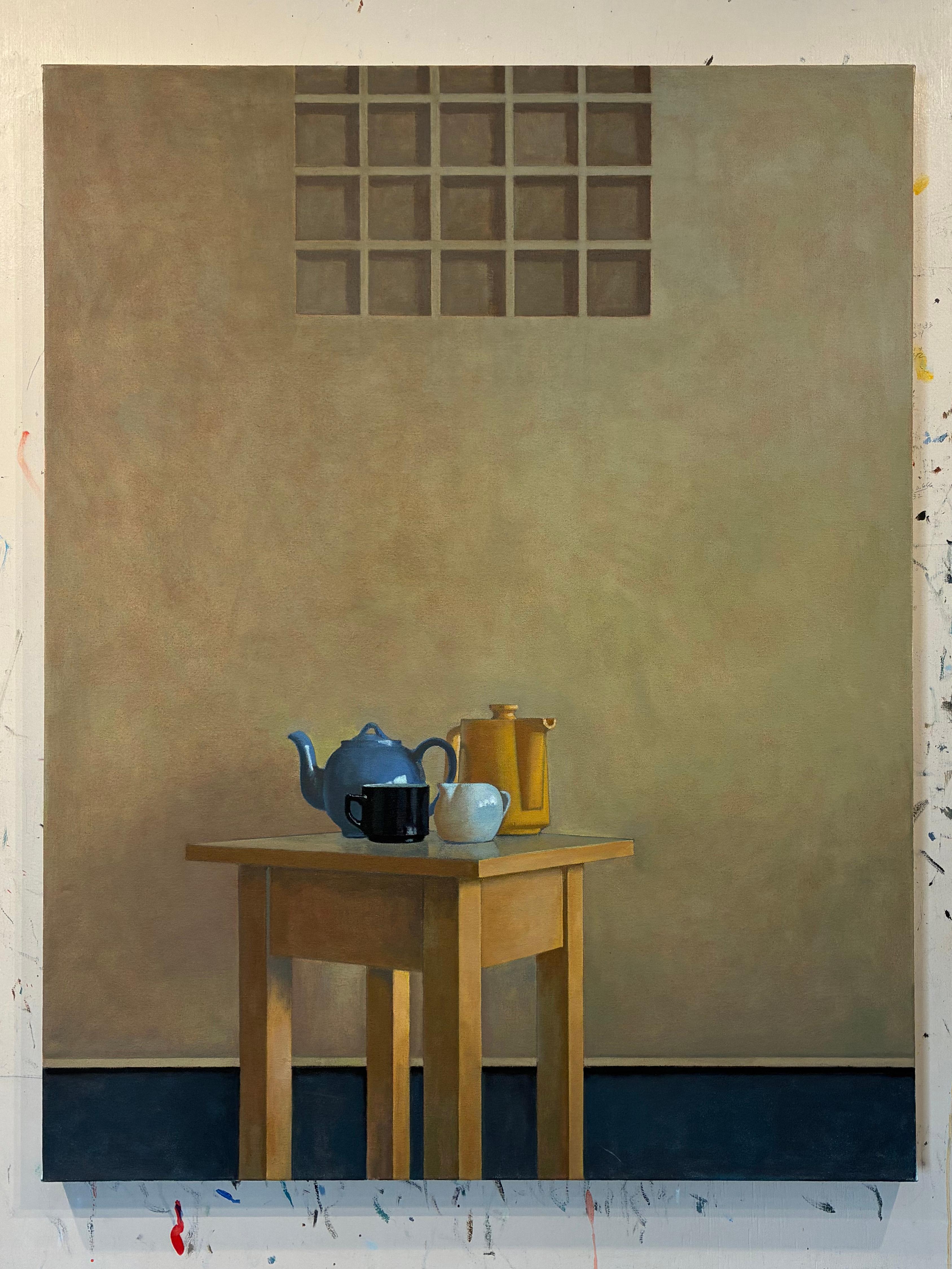 Pigeon Holes. Still life Painting - Brown Interior Painting by Christopher T Terry