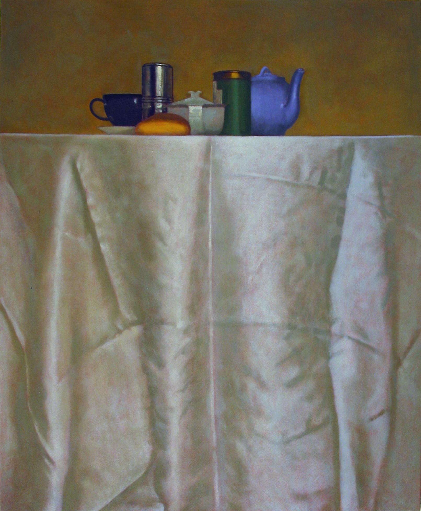 Still Life with Green Tea. Still life Painting