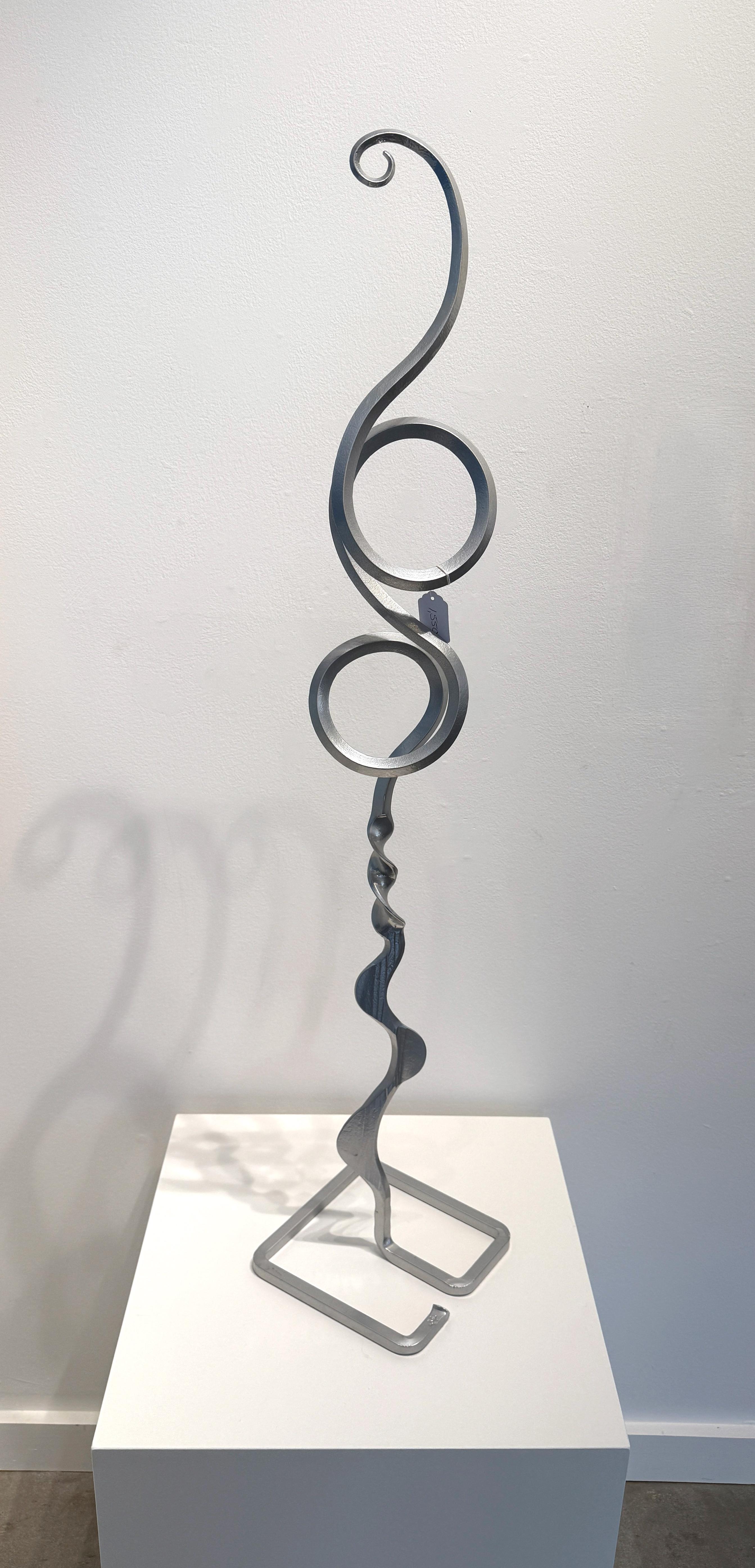 Sculpture « Chrome Double Doodle Mesa Bloom » - Acier abstrait thermolaqué