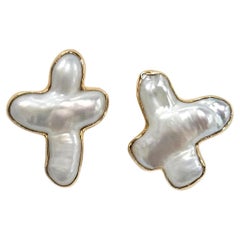 Christopher Walling Orecchini di perle Biwa in oro 18kt - Clip con perno opzionale