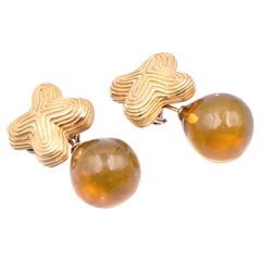 Christopher Walling Amber 18 Karat Yellow Gold Drop Earrings