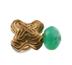 Christopher Walling Aventurine Bead Gold Earrings