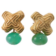 Christopher Walling Aventurine Bead Gold Earrings