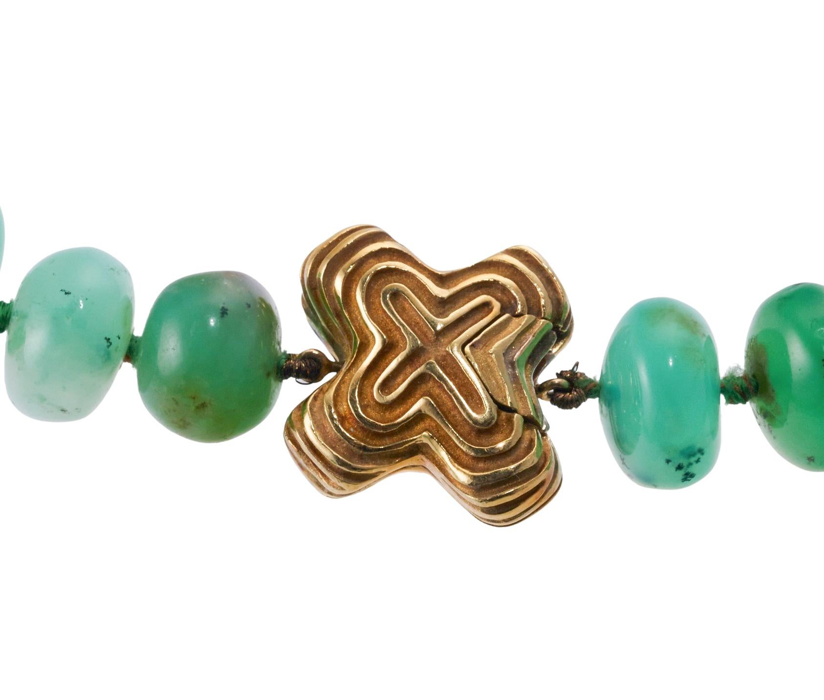 Christopher Walling Aventurine Bead Gold Necklace In Excellent Condition For Sale In Lambertville, NJ
