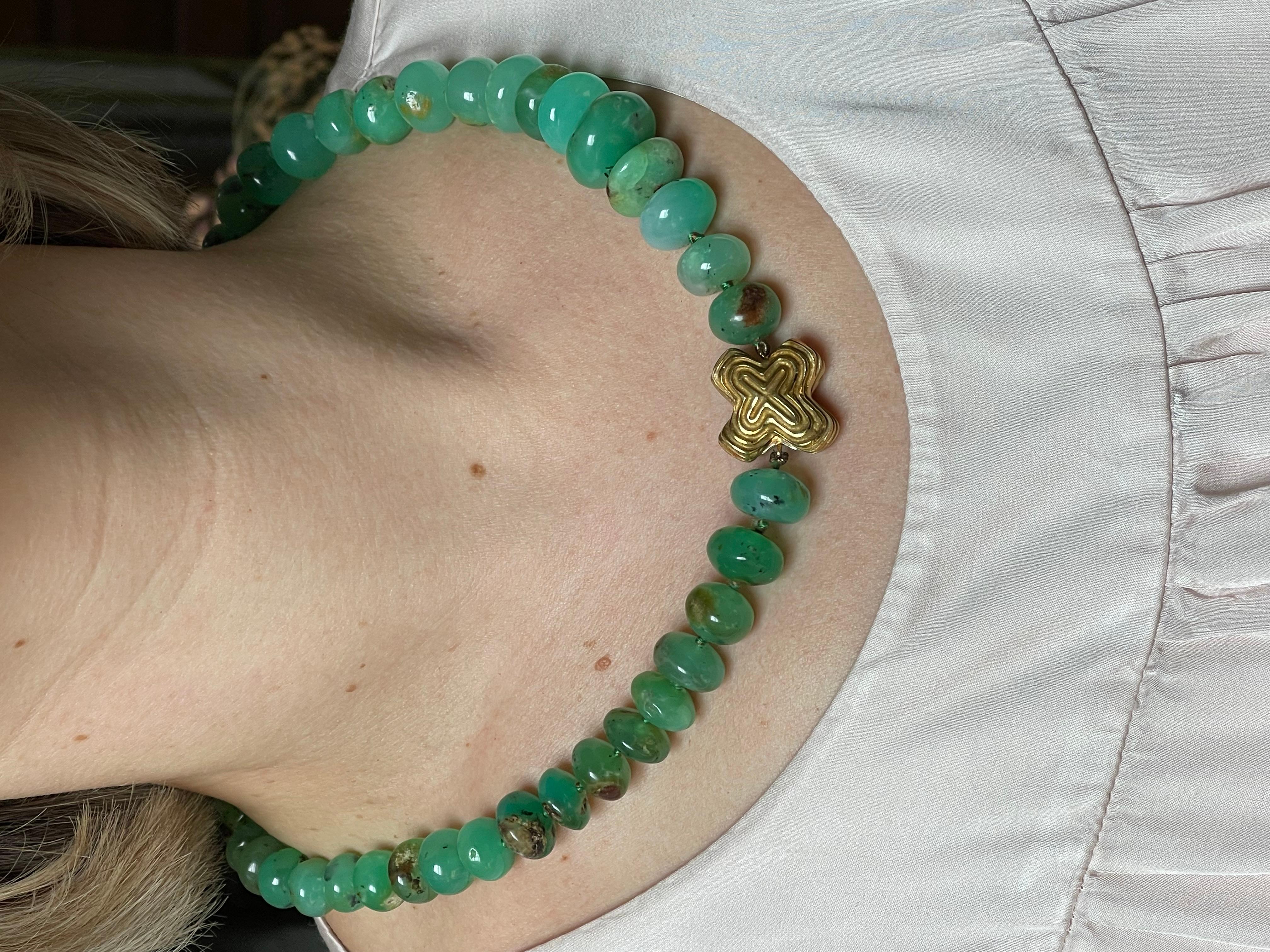 Christopher Walling Aventurine Bead Gold Necklace For Sale 1