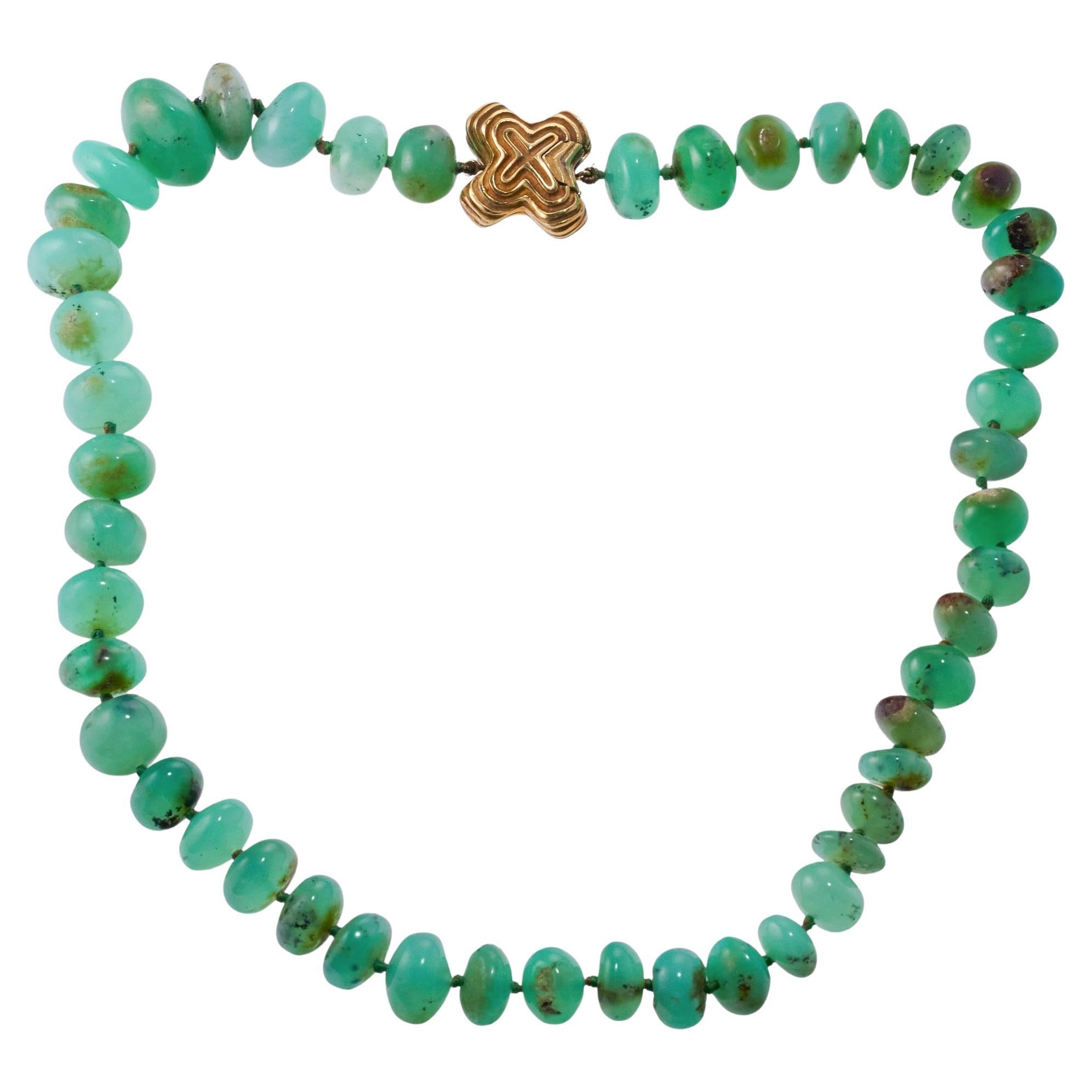 Christopher Walling Aventurine Bead Gold Necklace For Sale