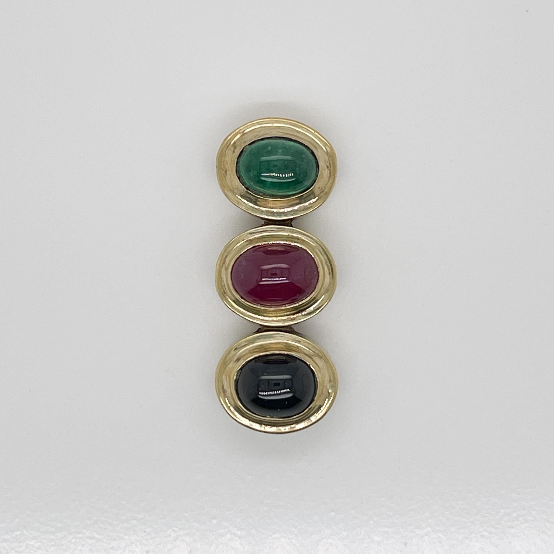 Christopher Walling Modernistische Gold- und Edelstein-Halskette mit 'Traffic Light'-Anhänger für Damen oder Herren im Angebot