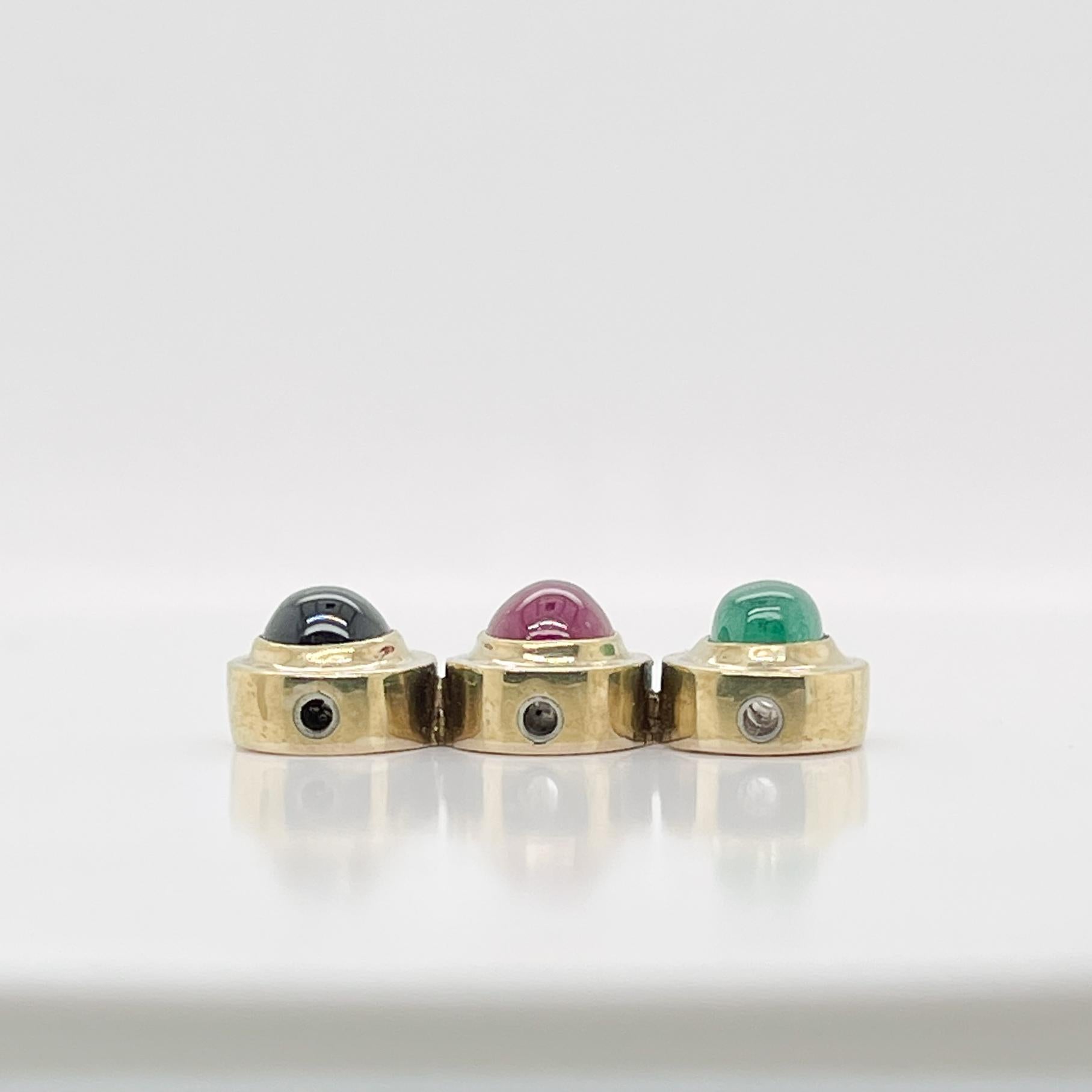 Christopher Walling Modernistische Gold- und Edelstein-Halskette mit 'Traffic Light'-Anhänger im Angebot 4