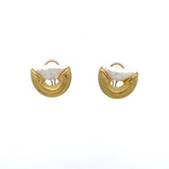 Christopher Walling Mother of Pearl "Logic" Earrings 18K Yellow Gold