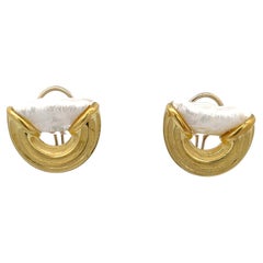 Christopher Walling Mother of Pearl "Logic" Earrings 18K Yellow Gold