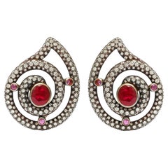 Christopher Walling Orecchini Havemeyer con rubino, zaffiro rosa e diamante