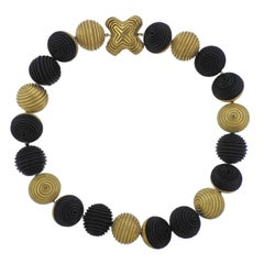 Christopher Walling Unusual Ebony Gold Bead Necklace