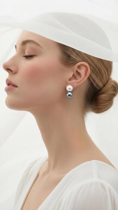Christopher Walling Weiße Südseeperle und schwarze Tahiti-Perle 18K Ohrringe