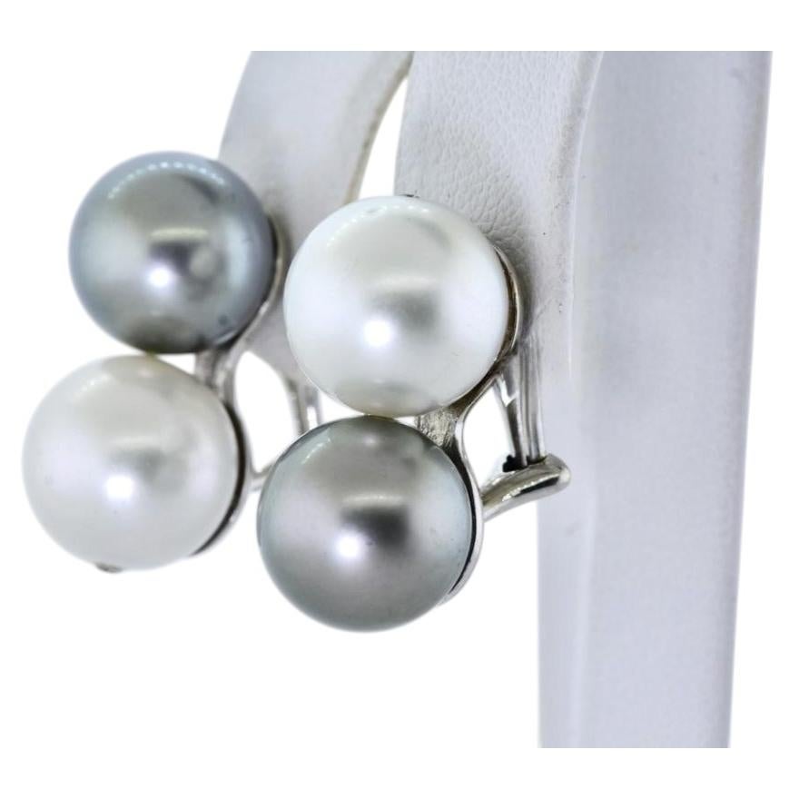 Christopher Walling White South Sea Pearl & Tahitian Black Pearl 18K Earrings