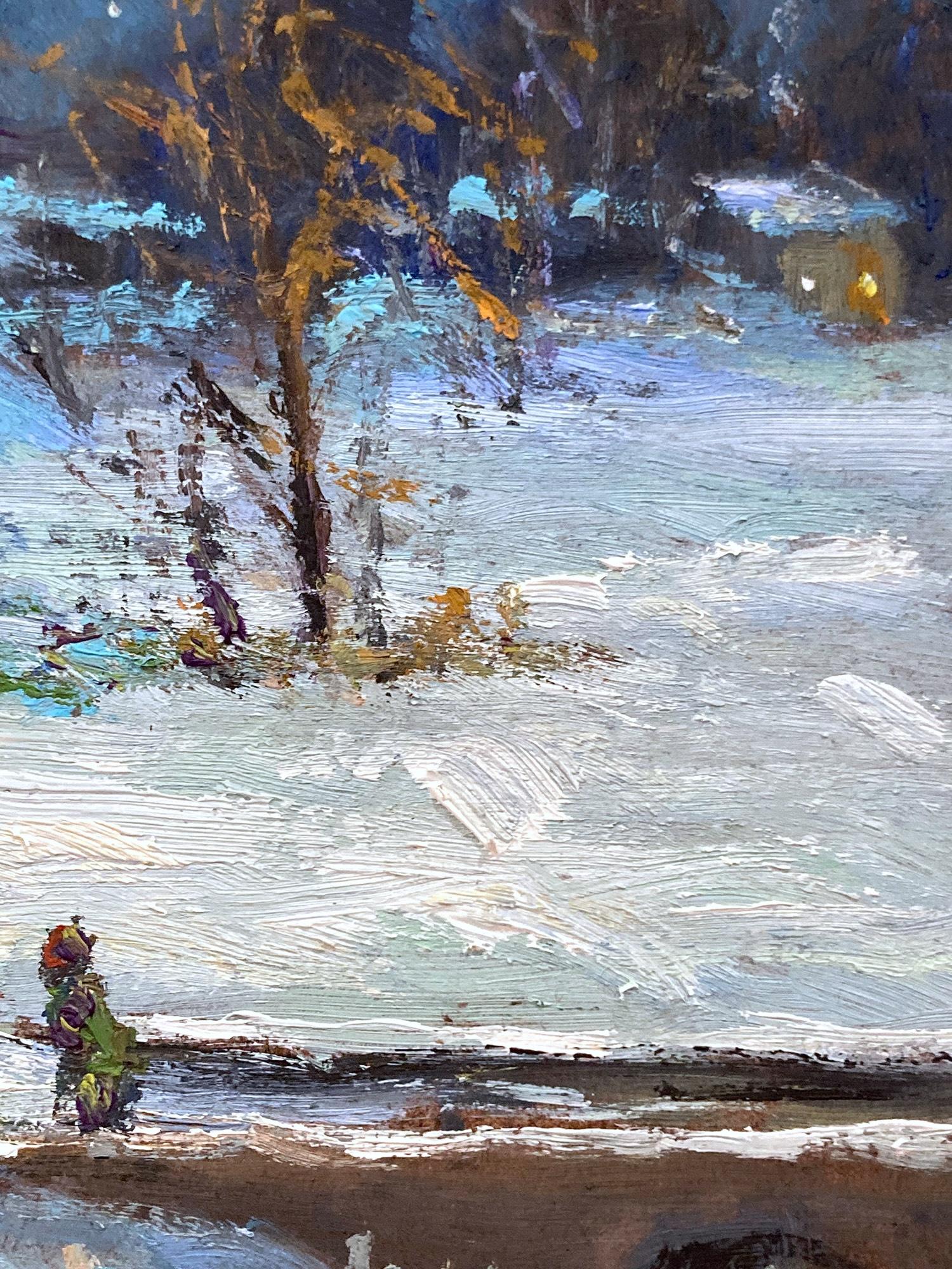 Impresionista escena pastoral invernal de una pintoresca casa nevada junto a un lago en New Britain, en el condado de Bucks, Pensilvania. Willett ha retratado esta encantadora escena de una forma muy íntima, pero enérgica, y ha volcado mucho