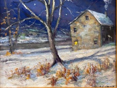 "Along the Tinicum Creek" Bucks County PA Snow Scene Landscape Oil Painting