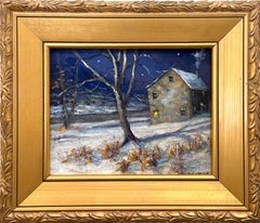 "Along the Tinicum Creek" Bucks County PA Snow Scene Landscape Oil Painting (peinture à l'huile)