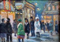 "At The Roxy N.Y.C." Impressionist Street Scene in New York City Oil Painting