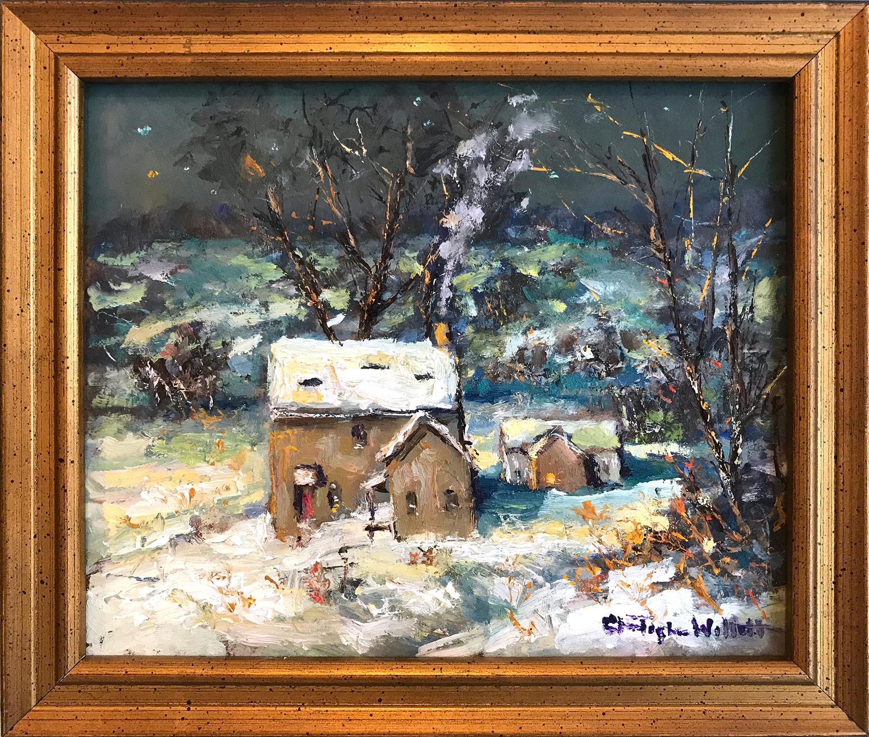 Christopher Willett Landscape Painting - "Becky's House, Holicong Buckingham PA" Pastoral Snow Landscape Oil Painting