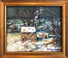 "Becky's House, Holicong Buckingham PA" Pastoral Snow Landscape Oil Painting