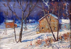 „Bucks County Winter“ Buckingham, PA, Twilight, Schneeszene, Ölgemälde