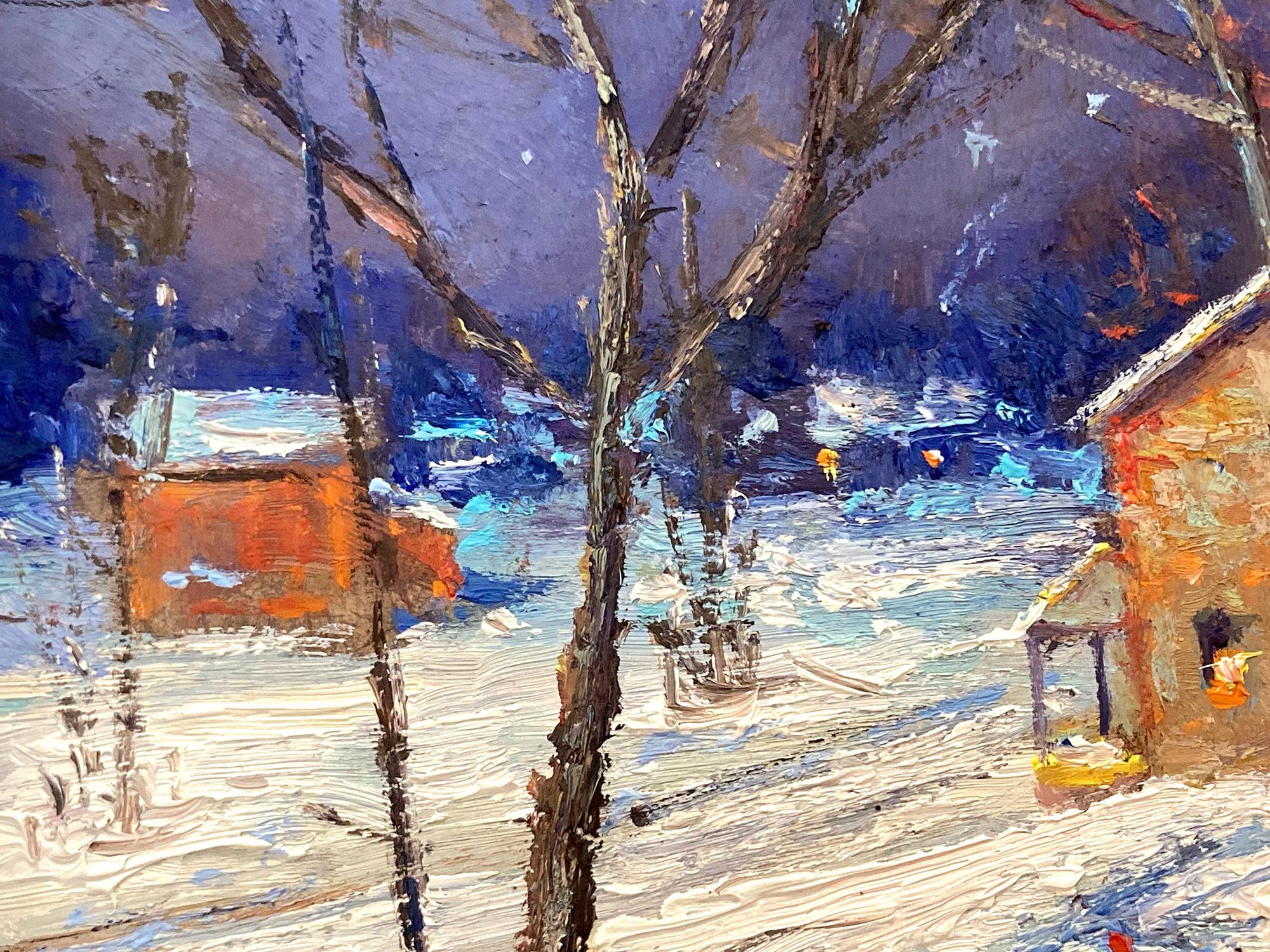 Escena pastoral invernal impresionista de una pintoresca casa cubierta de nieve por Buckingham, Pensilvania. Willett ha retratado esta encantadora escena de una forma muy íntima, pero enérgica, y ha volcado mucho sentimiento en esta obra en