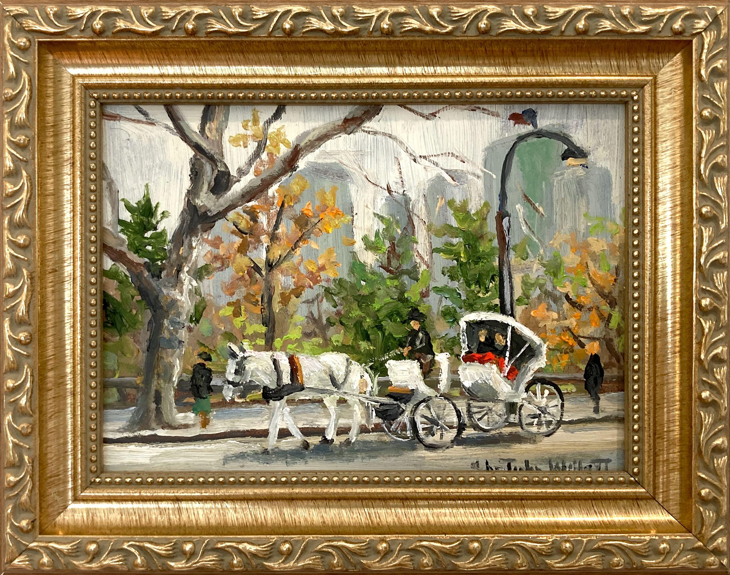 "Central Park NYC" New York City Impressionist Autumn Scene Oil Painting Framed