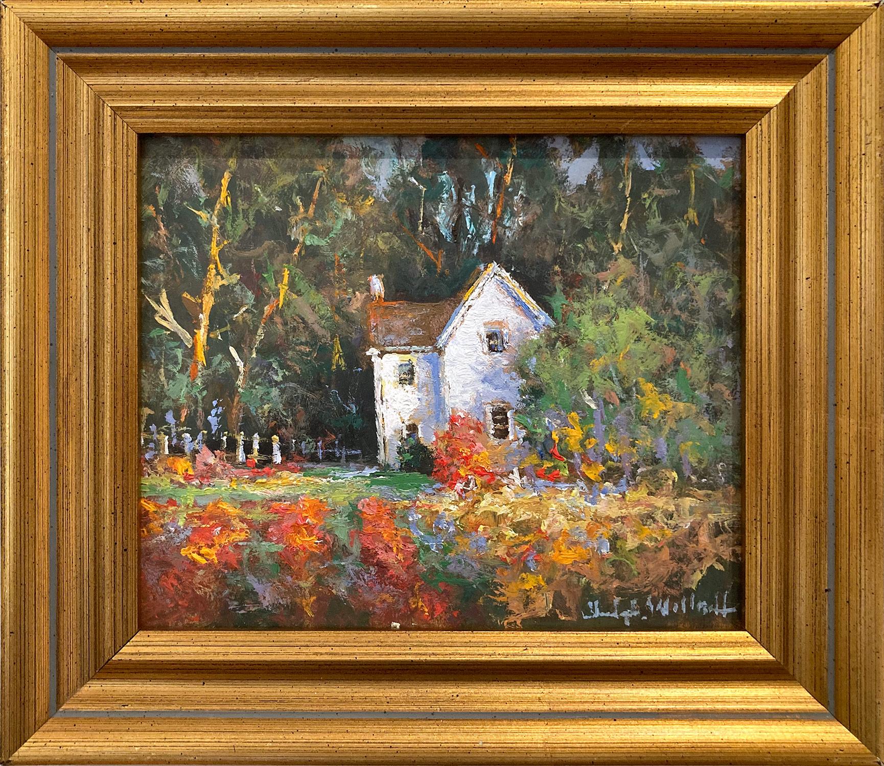 Christopher Willett Landscape Painting - "Chuck & Lynda's House by Peace Valley Park, Bucks County Pa" Autumn Landscape 