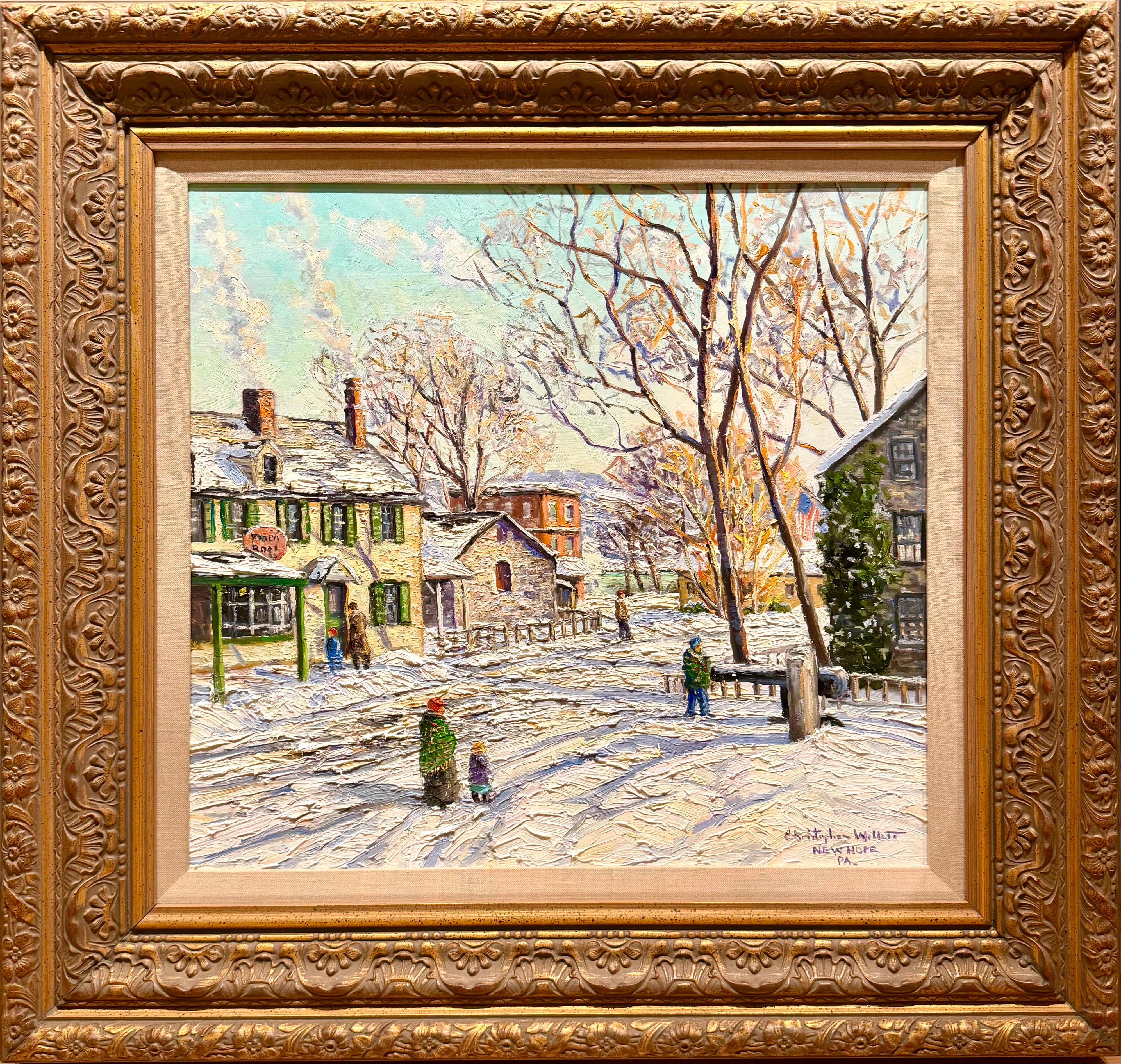 Christopher Willett Landscape Painting - Early Morning After the Storm, New Hope PA, Contemporary Oil on Board, Framed