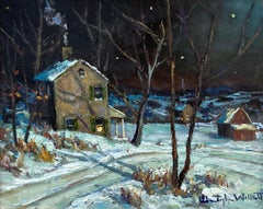 „Ferry Road“ – Point Pleasant Pike, Bucks County, Pennsylvania – Nachtbild, Ölgemälde