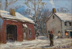 "Finally Home" Forbotnio Farm Buckingham PA Daytime Snow Scene Oil Painting