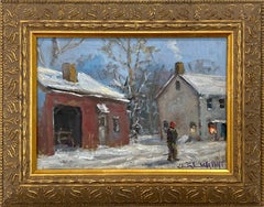 "Finally Home" Forbotnio Farm Buckingham PA Daytime Snow Scene Oil Painting