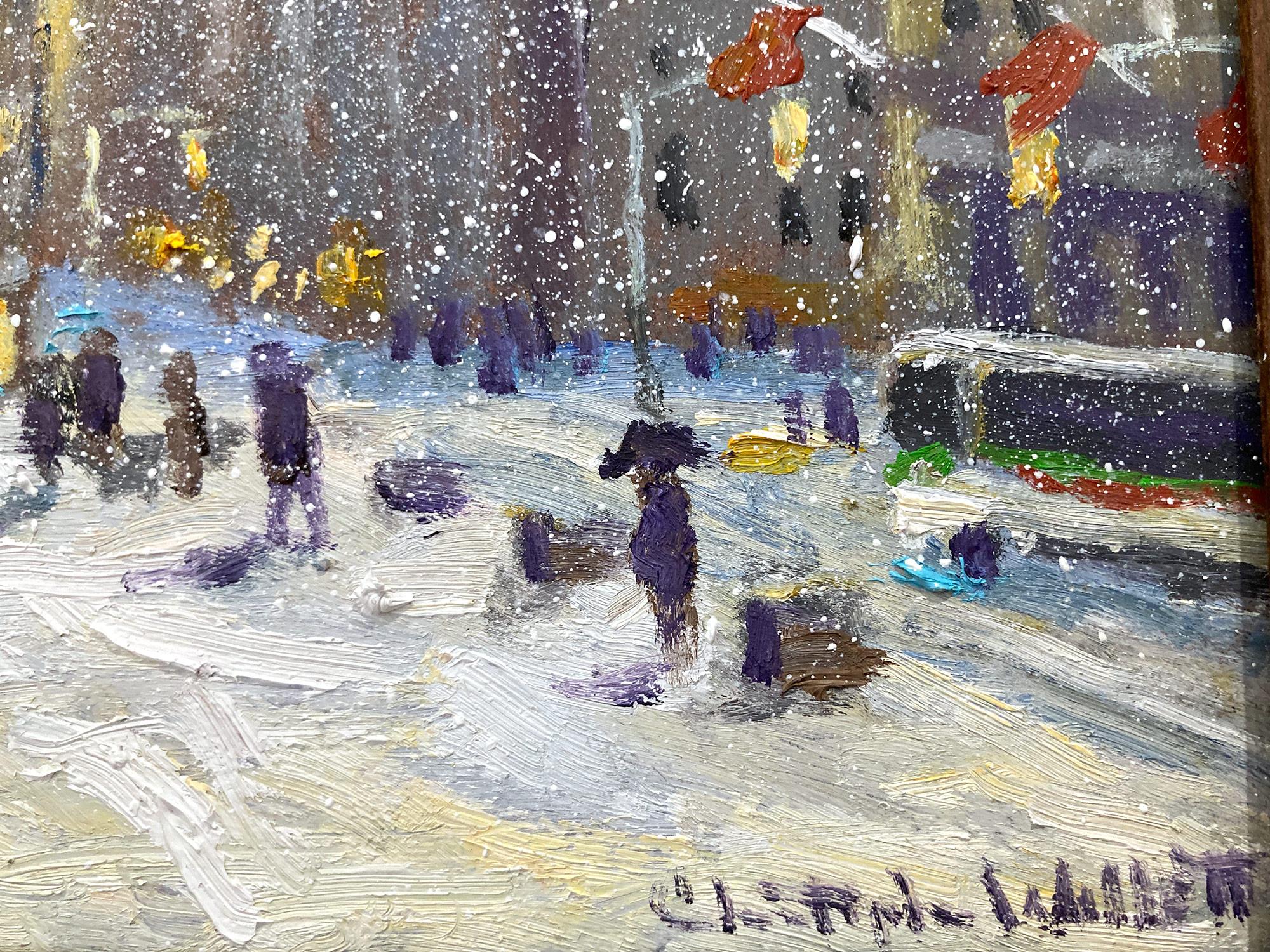 Impressionistische Schneeszene, Ölgemälde, „Flatiron at Sunset New York City“  im Angebot 6