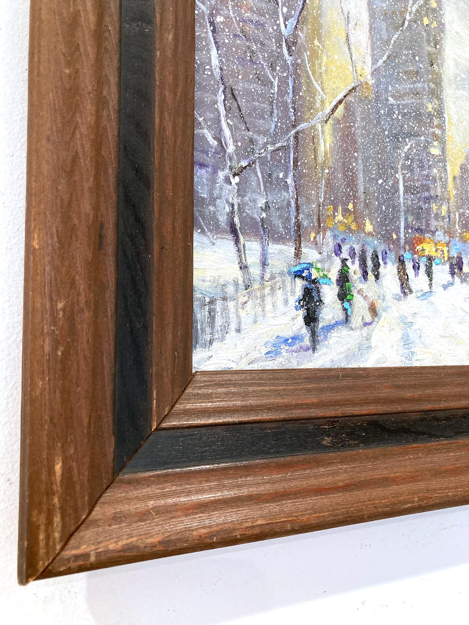 Impressionistische Schneeszene, Ölgemälde, „Flatiron at Sunset New York City“  im Angebot 7