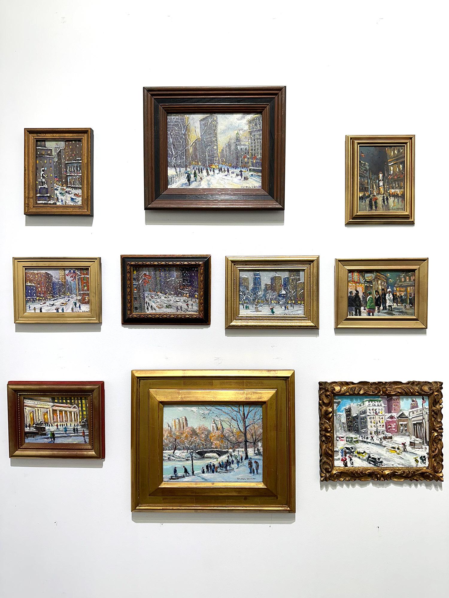 Impressionistische Schneeszene, Ölgemälde, „Flatiron at Sunset New York City“  im Angebot 13
