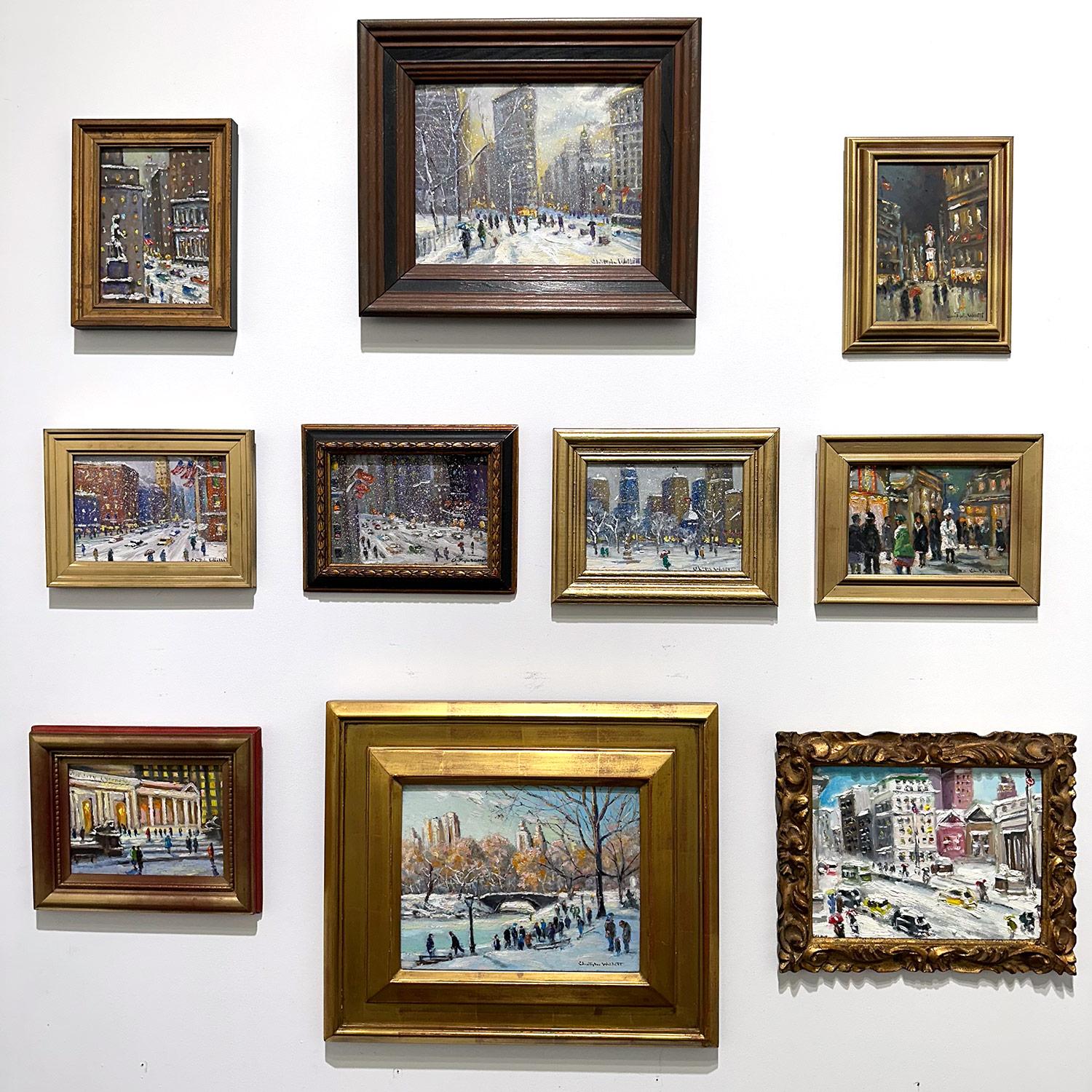 Impressionistische Schneeszene, Ölgemälde, „Flatiron at Sunset New York City“  im Angebot 14
