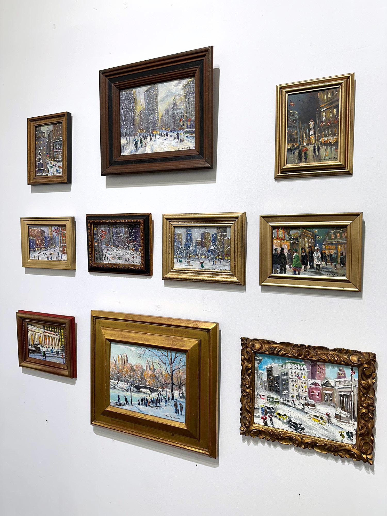 Impressionistische Schneeszene, Ölgemälde, „Flatiron at Sunset New York City“  im Angebot 15