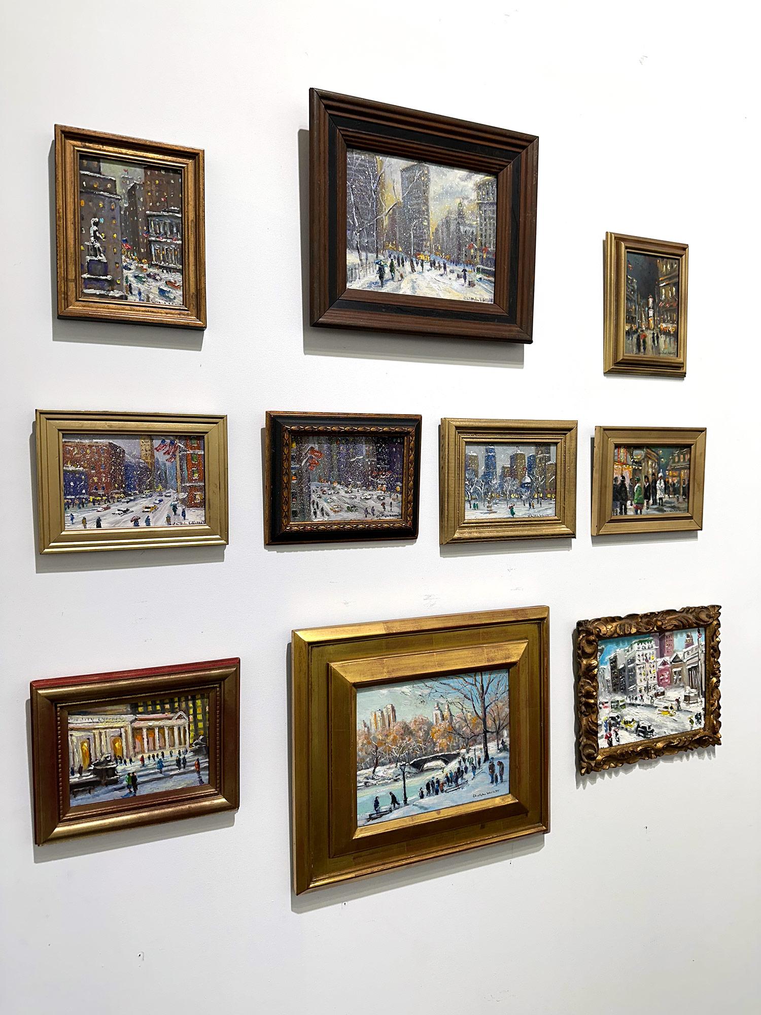 Impressionistische Schneeszene, Ölgemälde, „Flatiron at Sunset New York City“  im Angebot 16