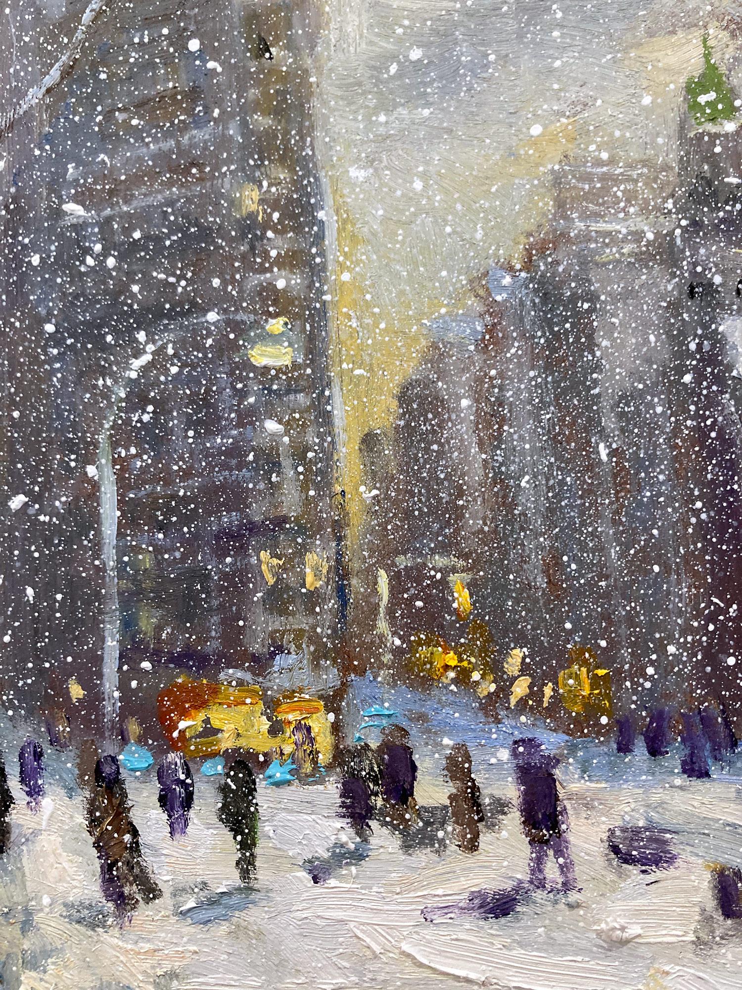 Impressionistische Schneeszene, Ölgemälde, „Flatiron at Sunset New York City“  im Angebot 2